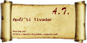 Apáti Tivadar névjegykártya